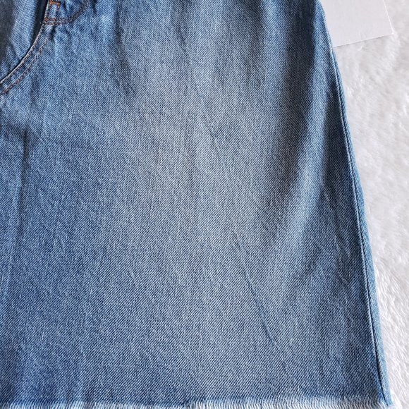 BLDWN Andie Asymmetric Frayed A Line Blue Denim Skirt SZ 24 - Picture 9 of 15